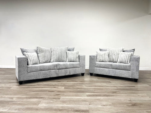 410-2PC-GRAY Sofa and Loveseat Set