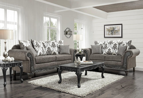 6420 Charcoal Sofa and Loveseat Set