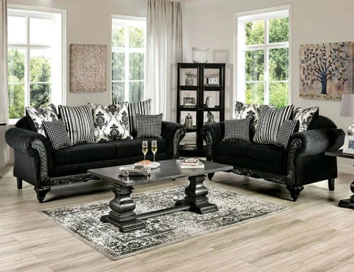 6300 Black Sofa and Loveseat Set